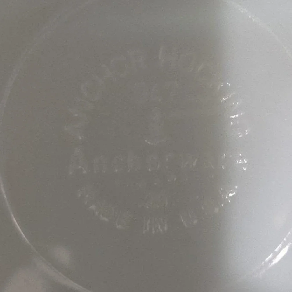Anchor Hocking Milk Glass Salad Plates #947, Set of 2 Copper Filigree Dinnerware